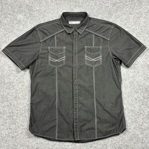 BKE Athletic Fit Shirt Mens XL Black Western Rodeo Short Sleeve Pearl Snap